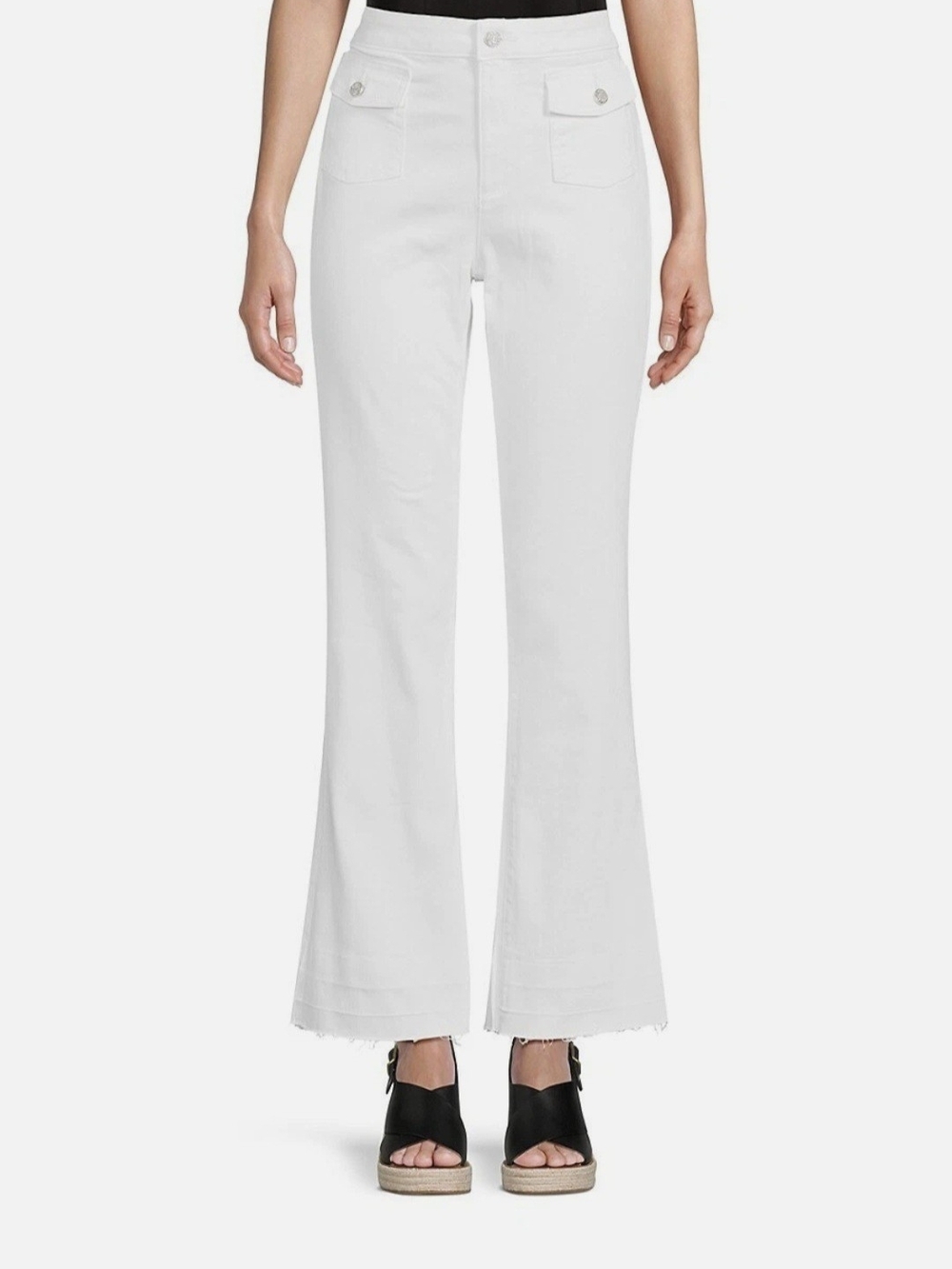 Karl Lagerfeld White High-Rise Flare Jeans